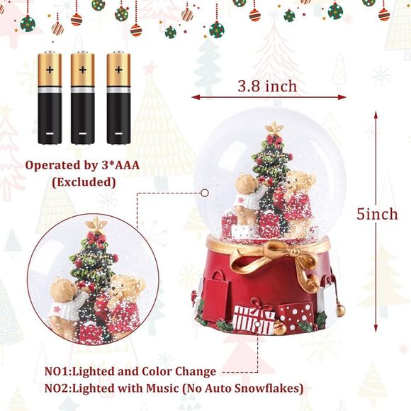 Christmas Snow Globe Christmas Tree with Bear  (No Auto Snowflake) - Picture 4 of 8